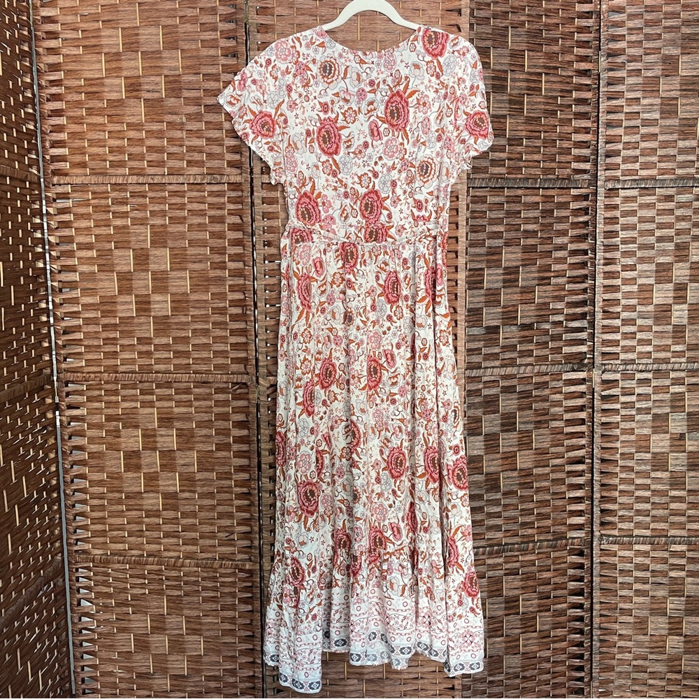 Zesica Floral Wrap Maxi Dress V-neckline, Boho Hippie Cottagecore, Size L. - Picture 13 of 13